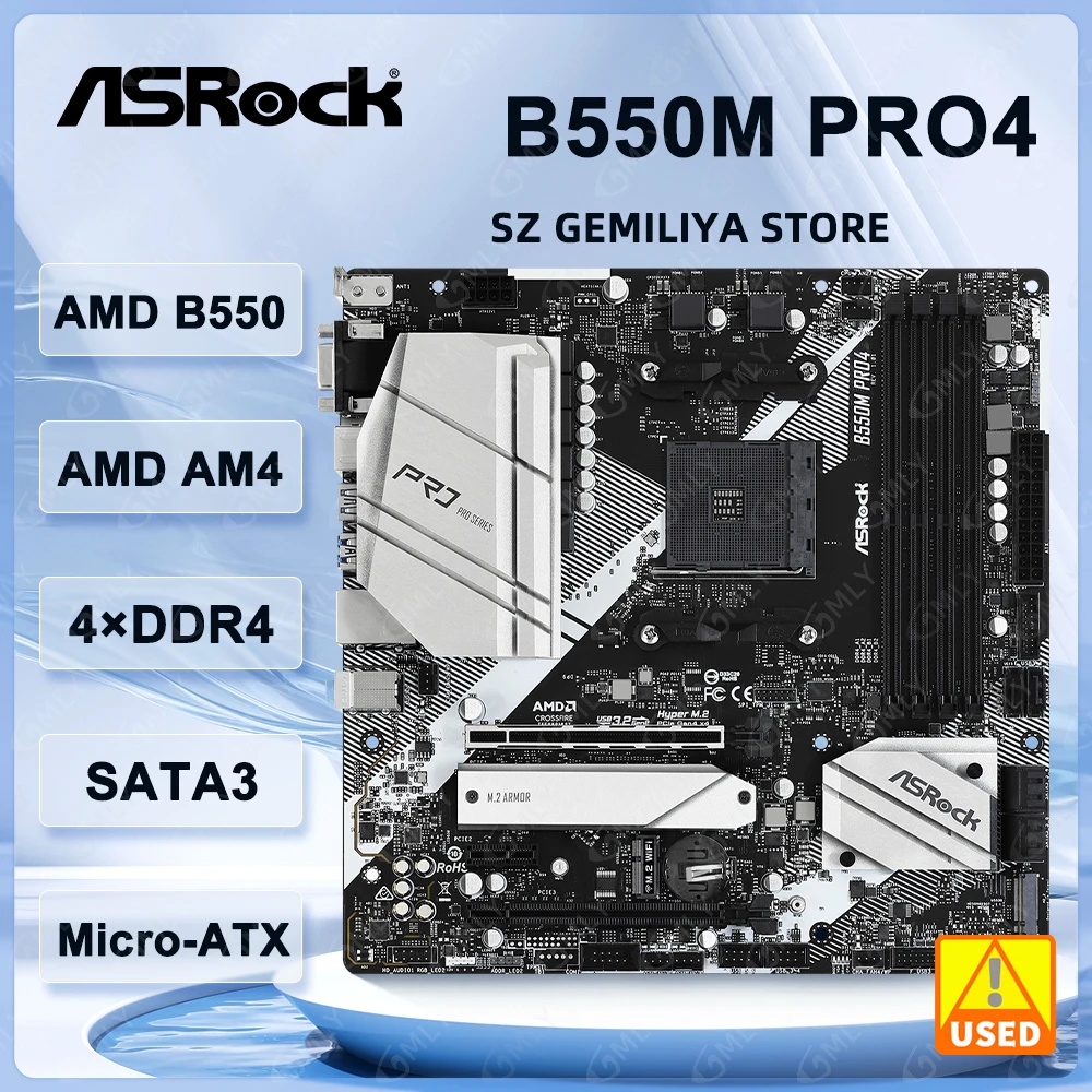 ASRock B550M Pro4 Motherboard Socket AM4 AMD B550 support Ryzen 5 5600 4500 3200G 3600 5700X cpu DDR4 128GB NVMe SSD Micro ATX