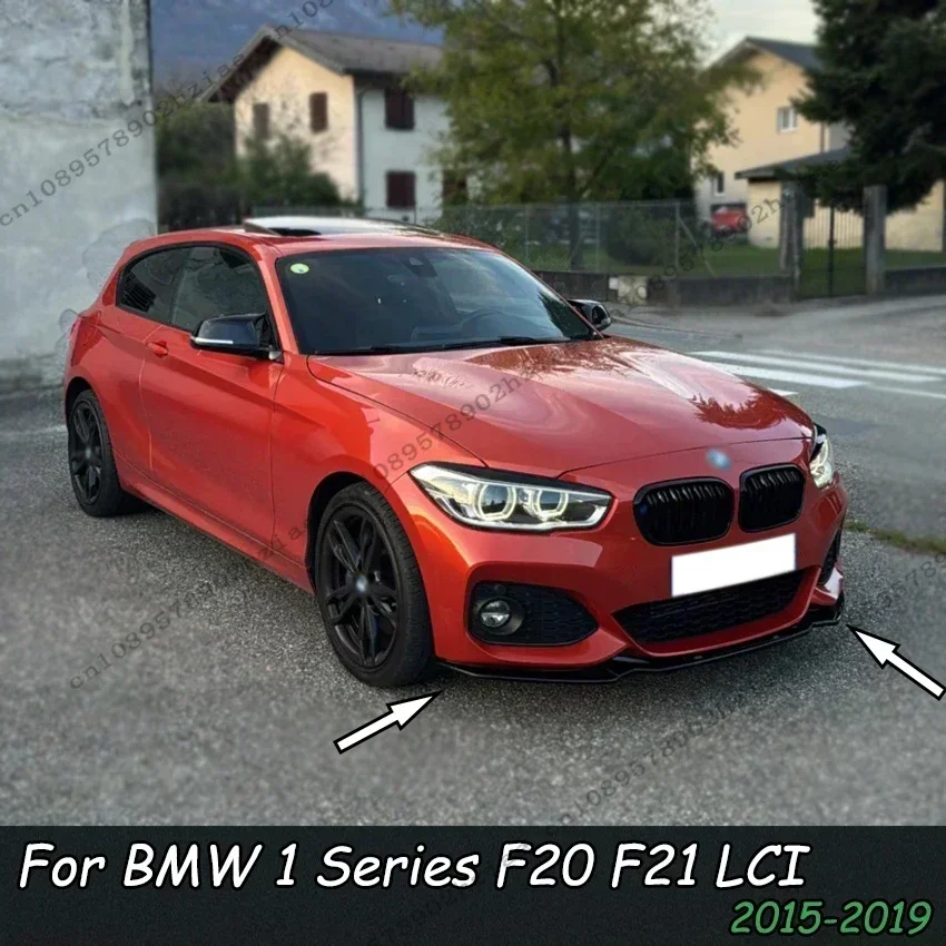 Front Splitter For BMW 1 Series F20 F21 M118i M120i M135i M140i 2015-19 M-Pack Style 3PCS Car Front Bumper Lip Spoiler Body Kit