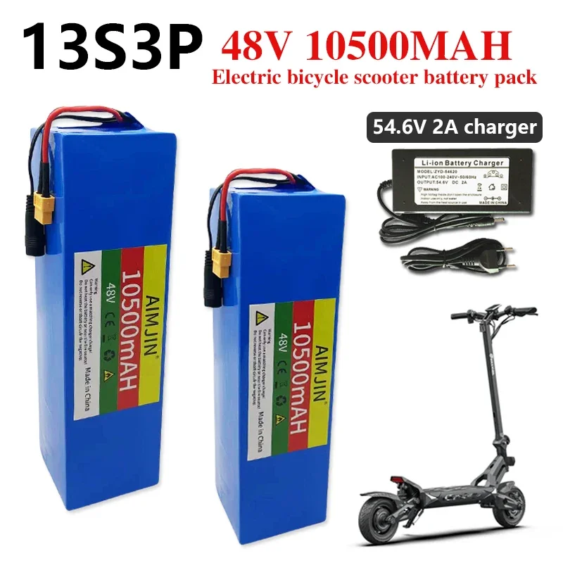 48V 10.5Ah/1050mAh 1000W 13S3P 18650 lithium-ion battery pack with BMS+charger