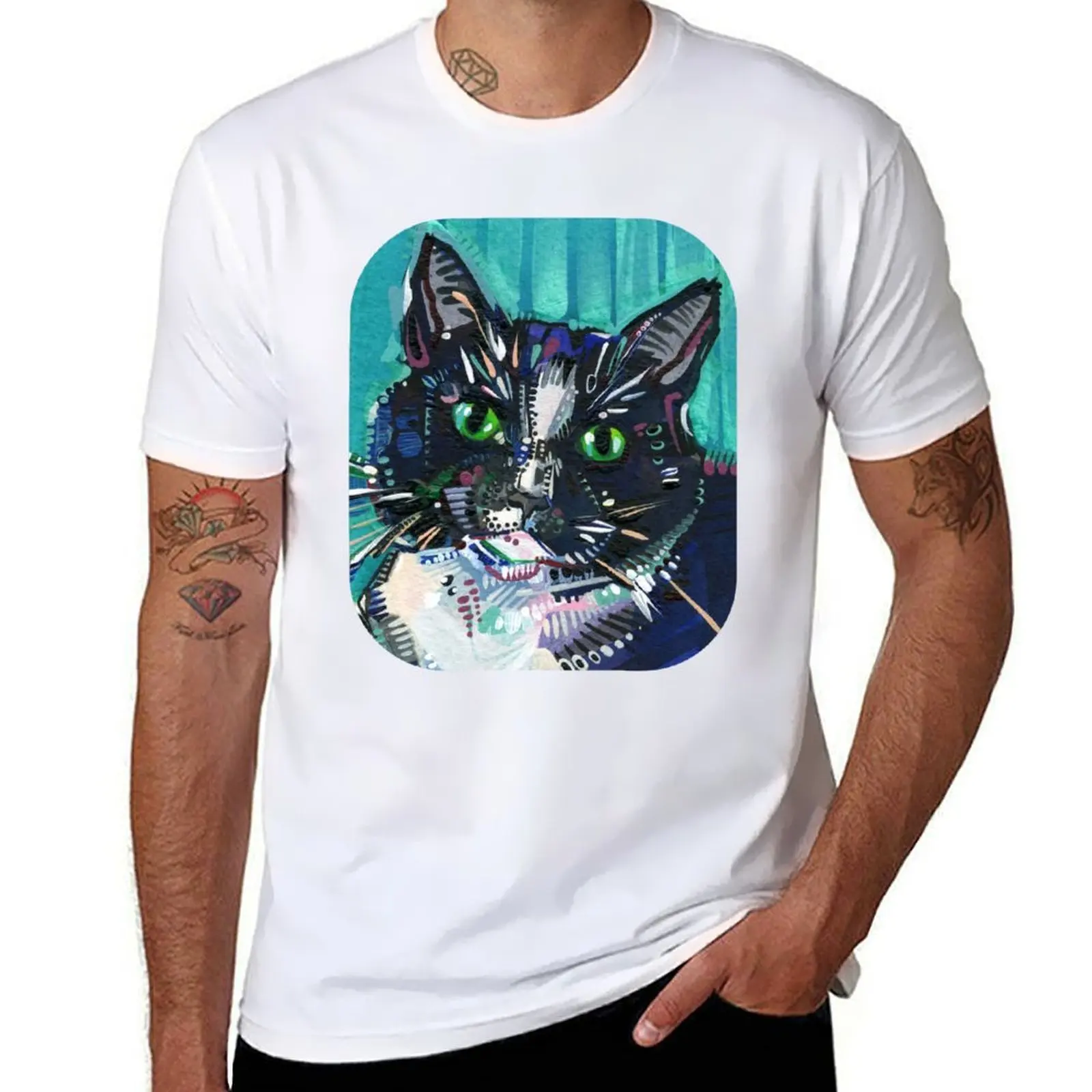 Tuxedo Cat Painting - 2022 T-Shirt man t shirt cotton t shirts for man graphic vintage T-Shirt