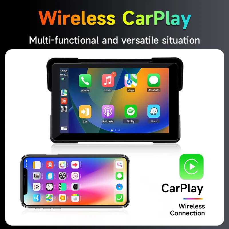 JMCQ 7inch 2K Motorcycle DVR IPX7 Waterproof Carplay Display Screen Portable Motorcycle camera WIFI GPS Dash Cam Auto Monitor - view 4