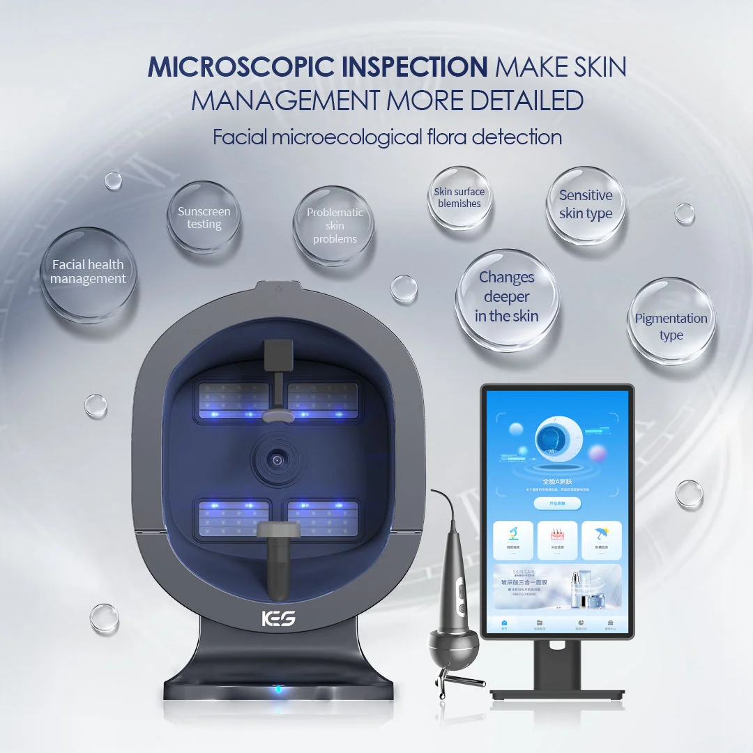 Analisador de pele 3D AI Testador facial Profissional Scanner portátil Detecção de umidade e acne Câmera HD Equipamento de salão de beleza