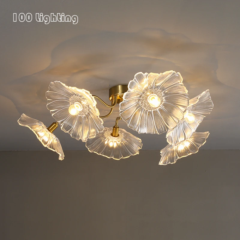 

Modern Romantic Flower Ceiling Lamp Living room Restaurant Bedroom Hanglamp Height Adjustable Home Deco Lighting E14 110-220V