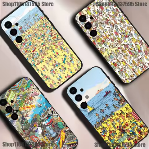 Game Wheres W-WallyS Waldo Book Phone Case For Samsung S25,S24,S21,S22,S23,S30,Ultra,S20,Plus,Fe,Lite,5G Black Cover