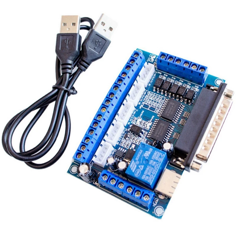 MACH3 Interface Board CNC 5 Axis With Optocoupler Adapter Stepper Motor Driver + USB Cable