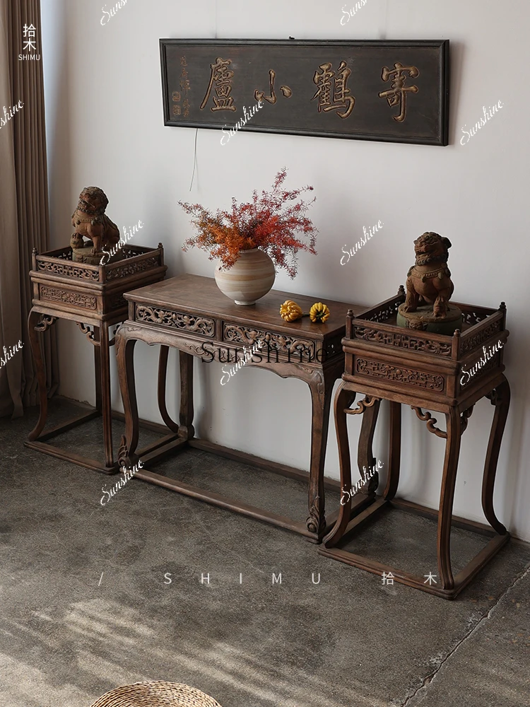 

Flower several storage table combination solid wood antique Ming and Qing classical furniture FT