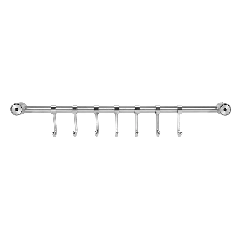 Kitchen Rail Rack Wall Mounted Utensil Hanging Rack Stainless Steel Hanger Hooks for Kitchen Tools Pot Towel 7 Sliding Hooks