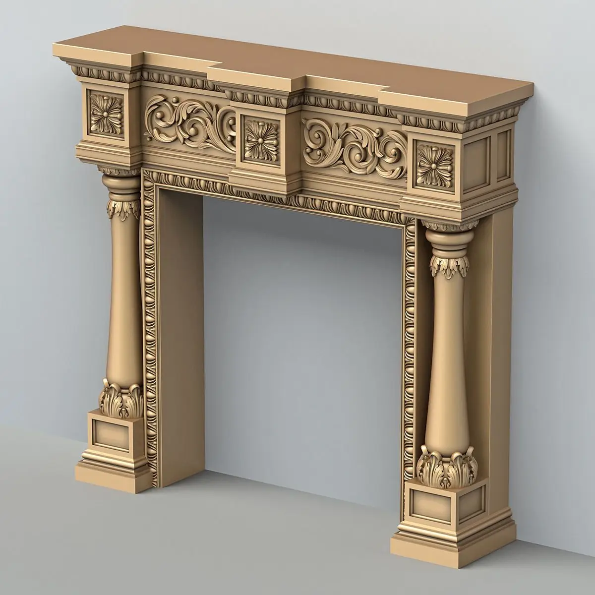 Victorian Fireplace With Ornate Mantel And Brick Backdrop