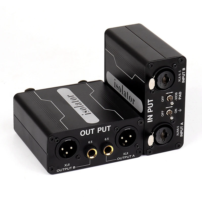 1Pcs Dual-Channel 6.5 XLR Mixer Audio Isolator Current Sound Noise Mixer Microphone Common Ground Filter