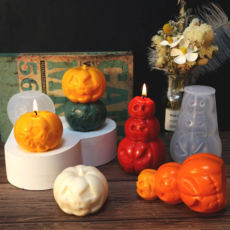 Muffa della candela del Silicone della zucca di Halloween fai da te espressioni Multiple Ghost Aroma cera sapone stampi in resina decorazione dei regali di Halloween