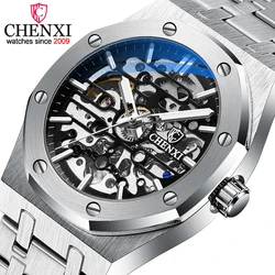 CHENXI Reloj Automático de Acero Inoxidable, Pulsera Mecánica de Tourbillon, Resistente al Agua, Ideal para Negocios, Ideal para Mujer