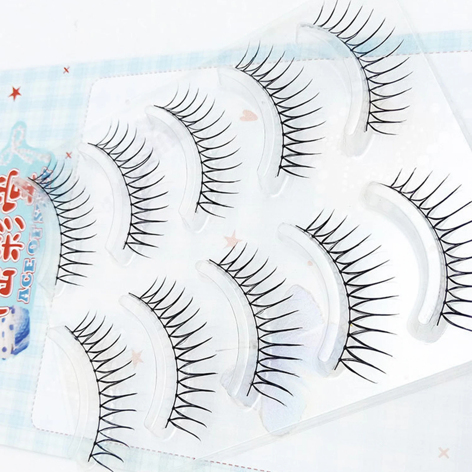 5 ペア韓国スタイルつけまつげフルストリップ U 字型まつげ透明幹ナチュラルマンガまつげ毎日のまつげメイク