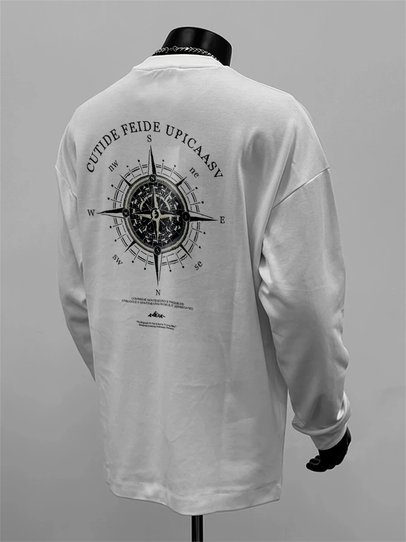 Spring and Autumn New Trendy Printed Long-Sleeve T-Shirt for Men, Heavy-Weight Cotton Casual Loose Breathable Outdoor Sports Top