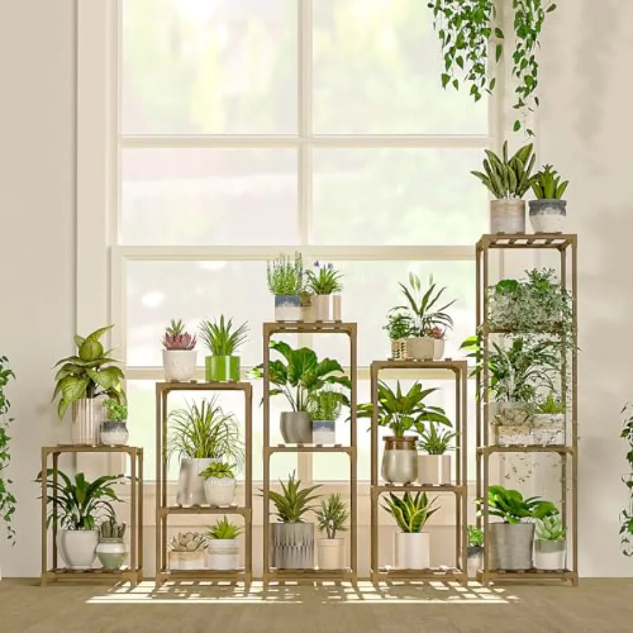 

Подставки для растений для дома, 5 комплектов, деревянные полки для растений на открытом воздухе, держатели для нескольких растений, подставки для цветов для гостиной, балкона