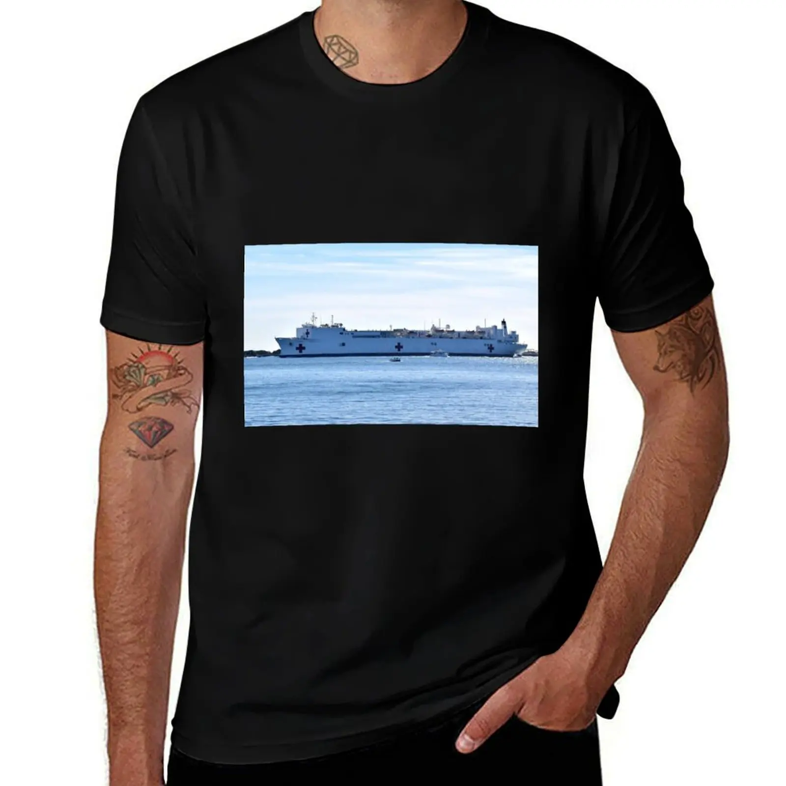 

USNS Mercy Hospital Ship T-Shirt Trendy Casual Short Sleeve Shirt