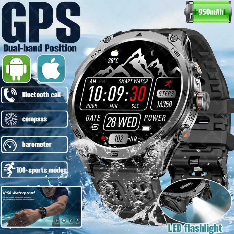 Nuevo AMOLED 1,75 "HD pantalla Extra grande GPS deportes profesionales al aire libre reloj inteligente 950mAh batería BluetoothCall SmartWatche 2025