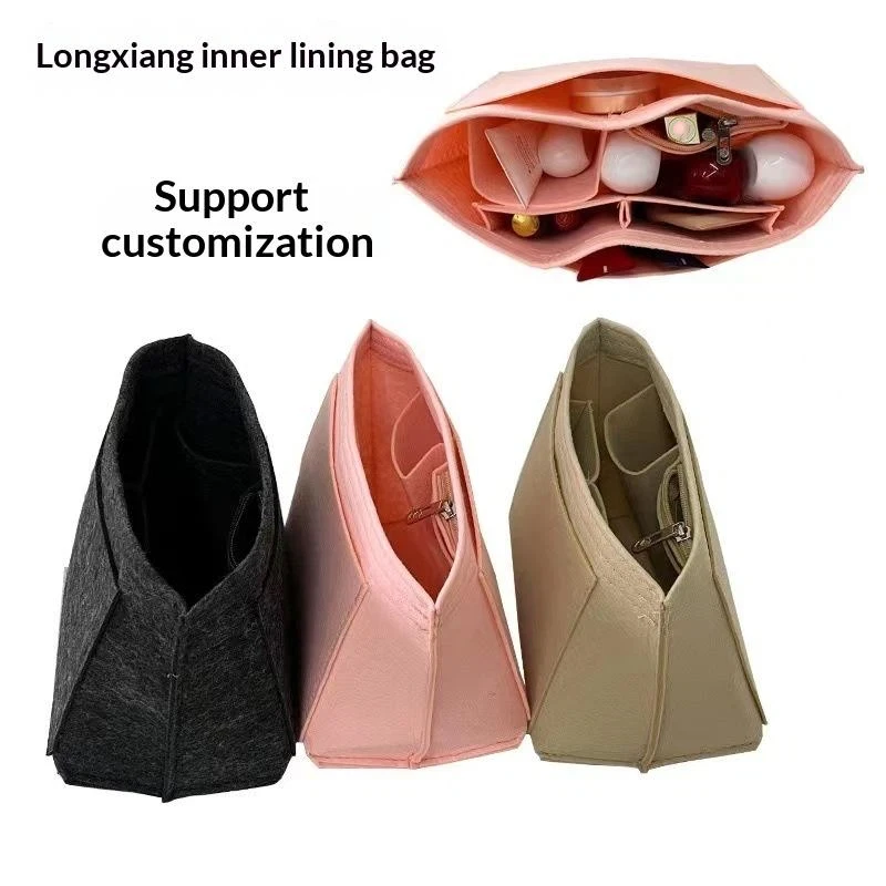 Felt Insert Bag Foldable Handbag Liner Organizer Large Capacity Cosmetic Storage Pouch for Hiking Short Trip