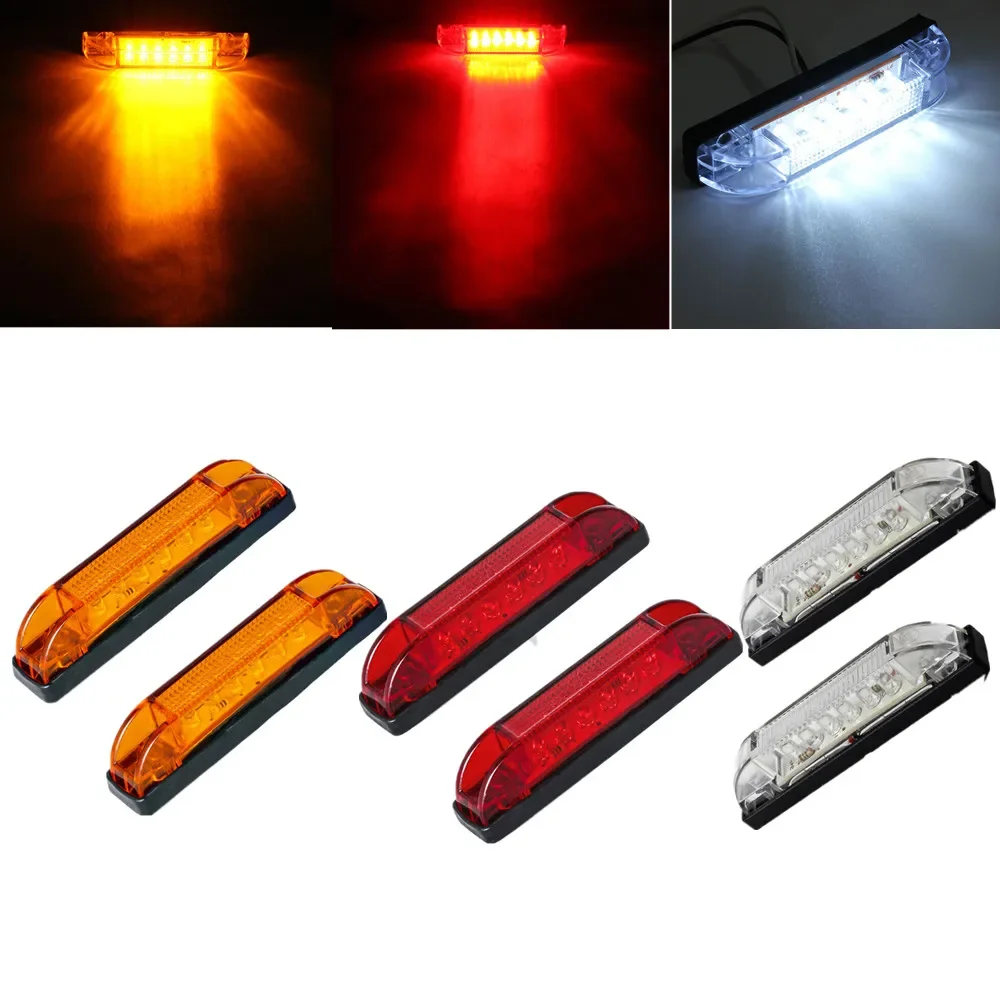 

2PCS 6 Led Marker Clearance Light strip Bar Car Interior Exterior Decoration Light Truck Side Marker Light Turn Signal Indicator