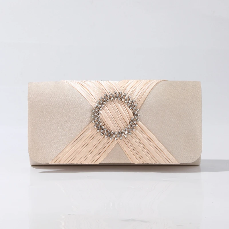 

New Cocktail Ladies Evening Bag Diamond Buckle Prom Wedding Party Dinner Clutches Ball Fashion Criss Cross Satin Flap Purse