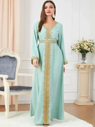 Arabische Marokko Moslim Jurk Abaya Vrouwen Borduren Maxi Abaya Dubai Turkije Islam Kaftan Longue Musulmane Vestidos Largos 2022