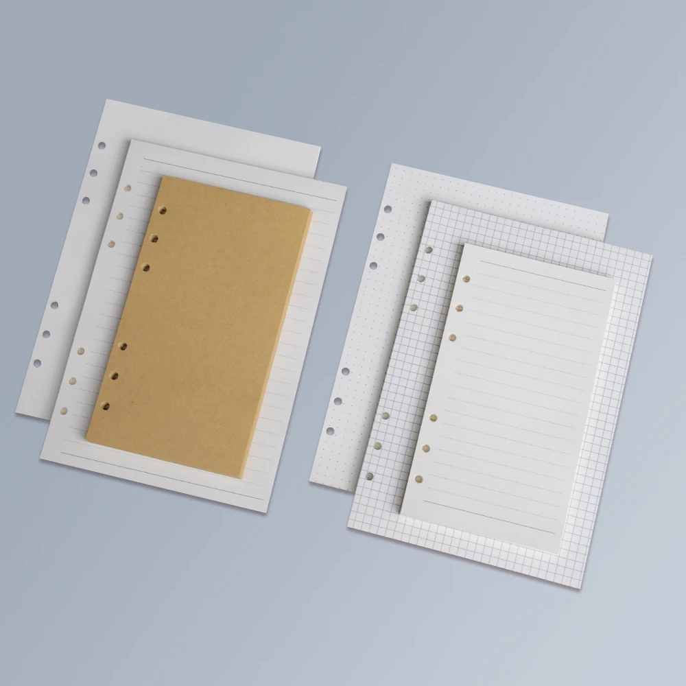 1 Pack A5/A6/A7 Refill Paper, 6 Holes Loose Leaf Paper, 6 Ring Notebook Planner Diary Personal Organiser, 100 Sheets, 100 grams