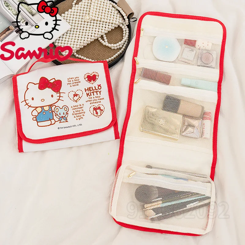  Hello Kitty New Cosmetic Bag Luxury Brand Portable Folding Cosmetic Bag Large Capacity Travel Storage Toiletry Bag