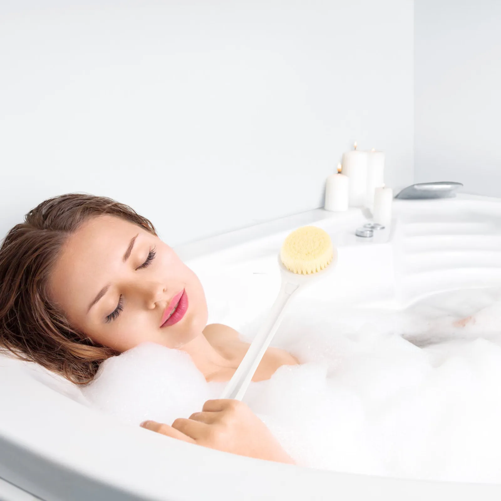Long Handle 26.5cm Back Bath Brush Body Scrubber Exfoliating Massage Brush for Dead Skin Removal Toxin Release Circulation Boost