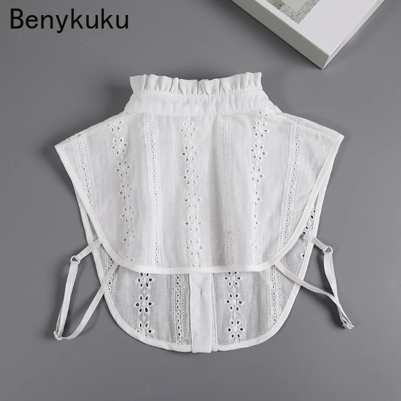 Lady Lace Half Shirt Top False Collar Hollow Out Floral Embroidery Detachable Adjustable Dickey Blouse Clothing Accessories