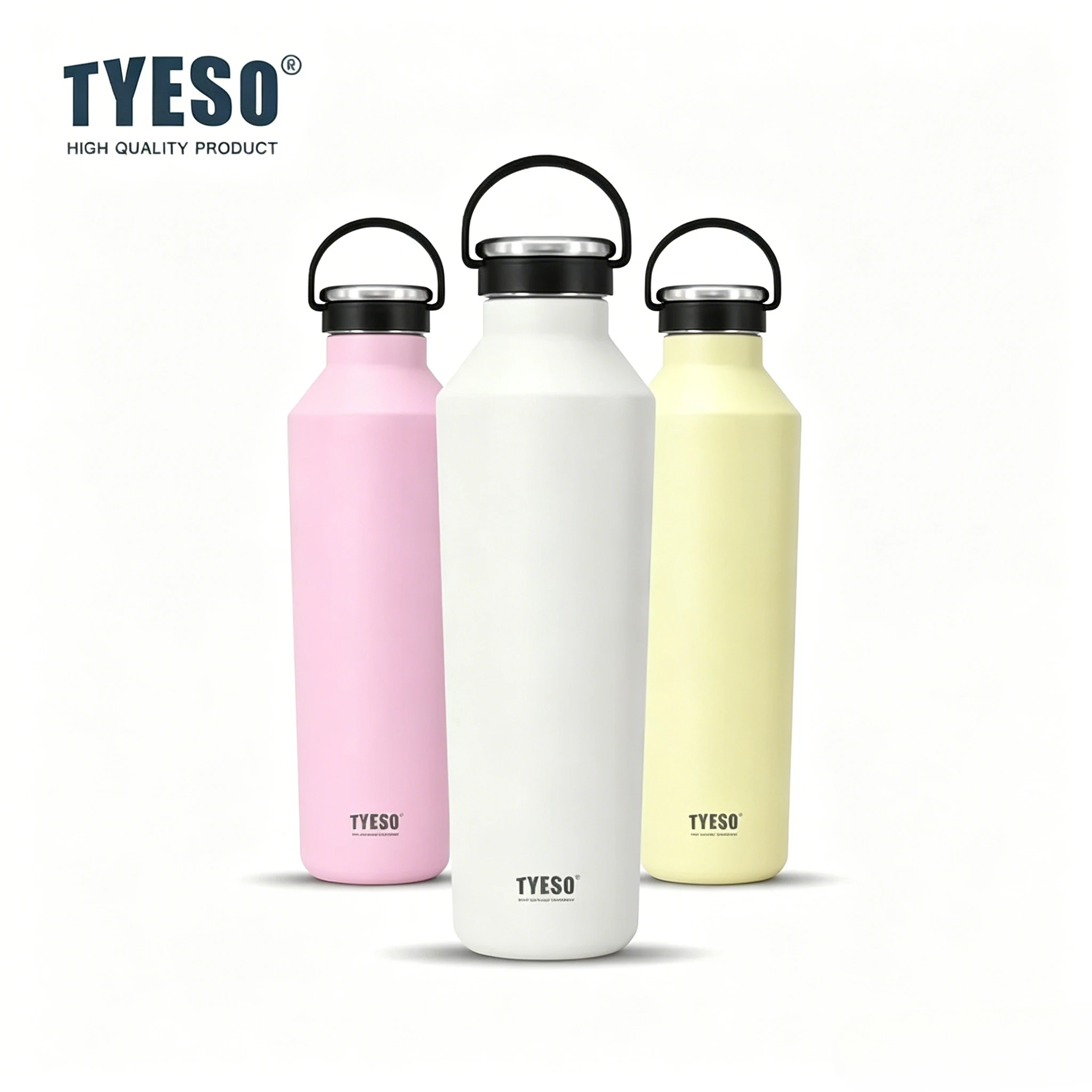 Tyeso 900ML Portable Vacuum Flasks Insulated Bottle Durable Leak-Proof for Outdoor Sports Matte Finish Carry Handle Drinkware