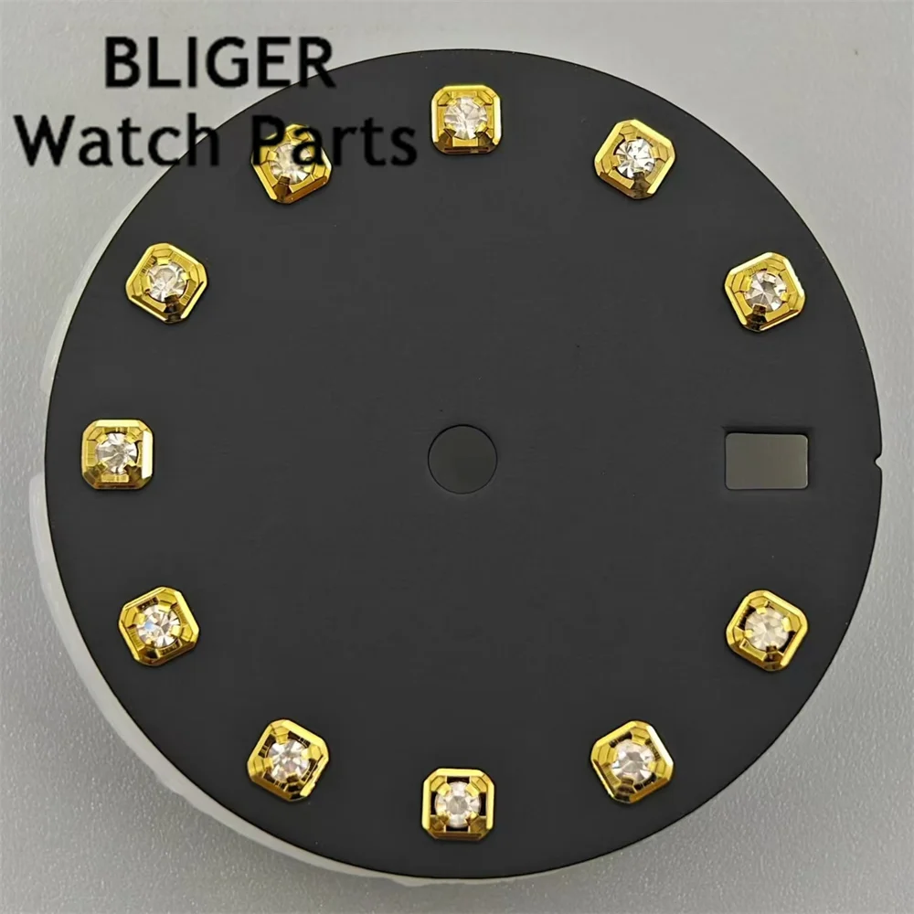 BLIGER 29mm Watch Dial White Black Green Blue Red Dial Silver Gold Rose Gold Diamond Index  Fit NH35 NH36 Movement