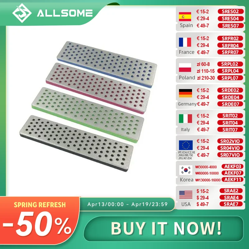 

Камни алмазные ALLSOME, 100x25x2 мм, зернистость 240, 360, 500, 1000