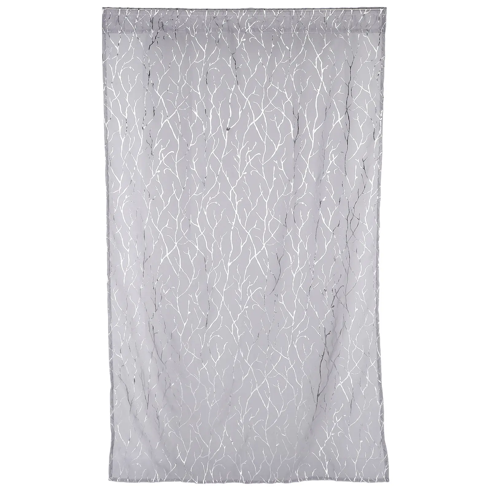 Silver Foil Sheer Curtain Panel Single Panel Light Filtering Privacy Sheer Curtains Rod Pocket Easy Install Living Room Bedroom