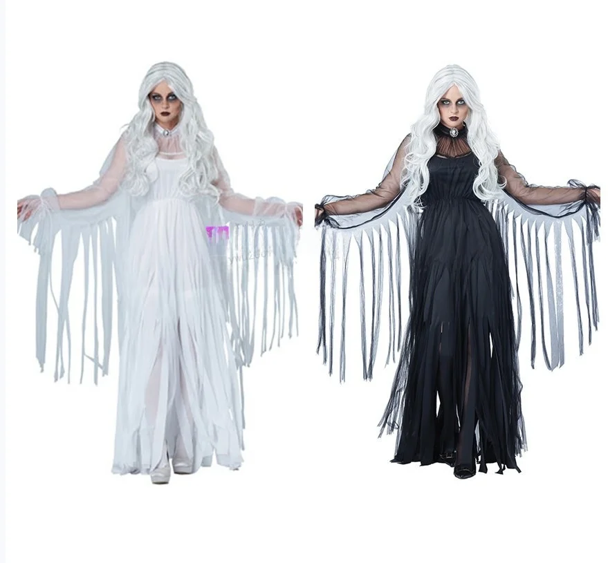 

Adult loween Long Dr Zombie Ghost Bride Bla White Devil Angel Witch Queen Costume Women's Faion Trend ...