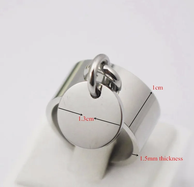 316L Stainless Steel Women Jewelry 10mm Wide Cocktail Can Engrave Ring Polish Silver Color Round Charm Rings Size 6 7 8 9 10 11