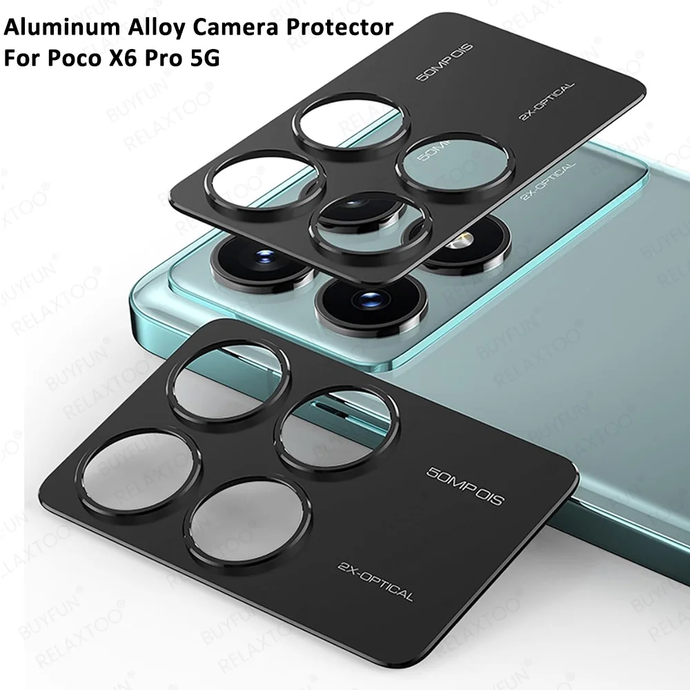 For Poco X6 Pro Case 3D Rear Camera Aluminum Alloy Metal Cover For Xiaomi Poko Poxo Little X6Pro PocoX6 5G Lens Screen Protector