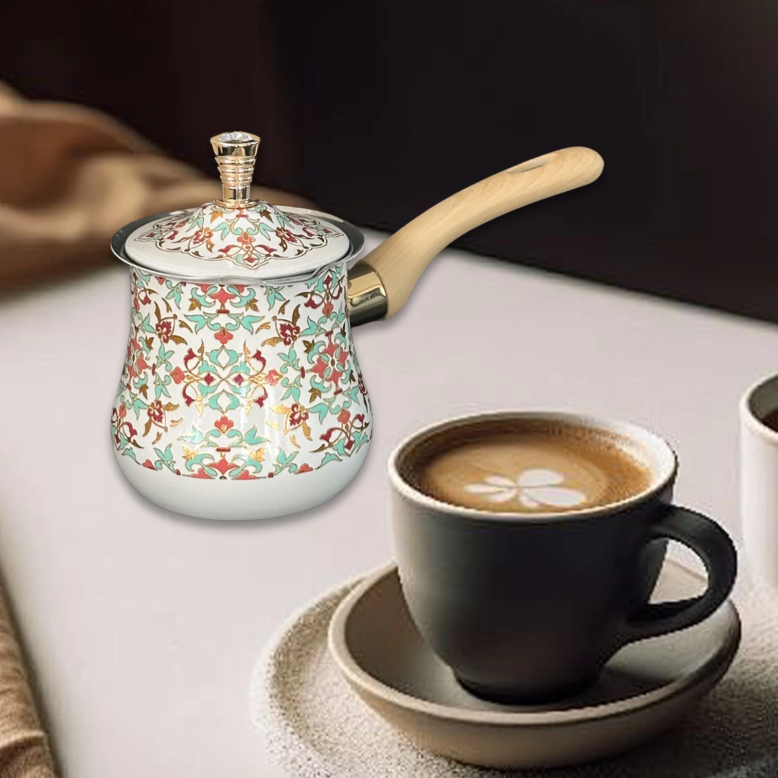 

Turkish Coffee Pot with Lid Multifunctional Coffee Tea Melting Jug Durable Moka Pot for Office Home Kitchen 550ml/720ml/900ml