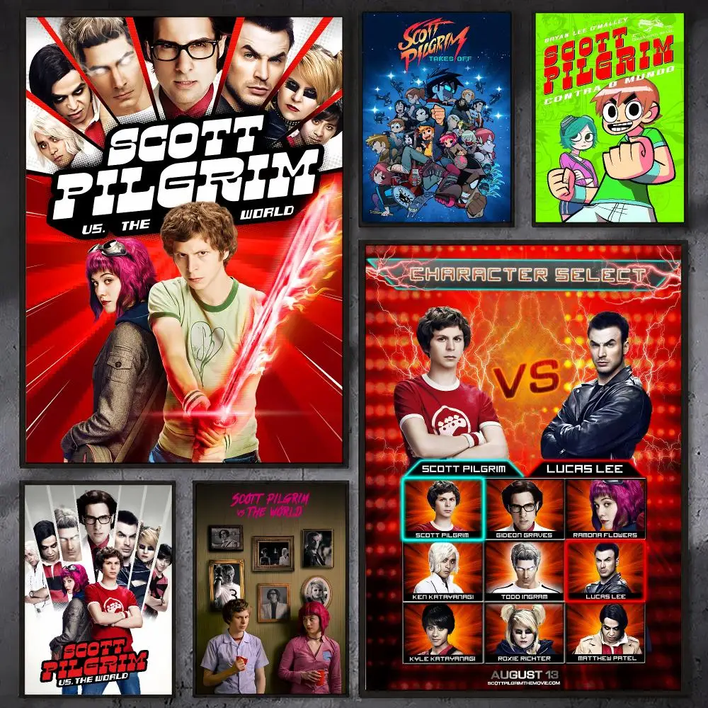 Scott Pilgrim Vs The World Poster Waterproof Sticky Wall Art Print For Bedroom Living Room Hallway Bar Home Decor