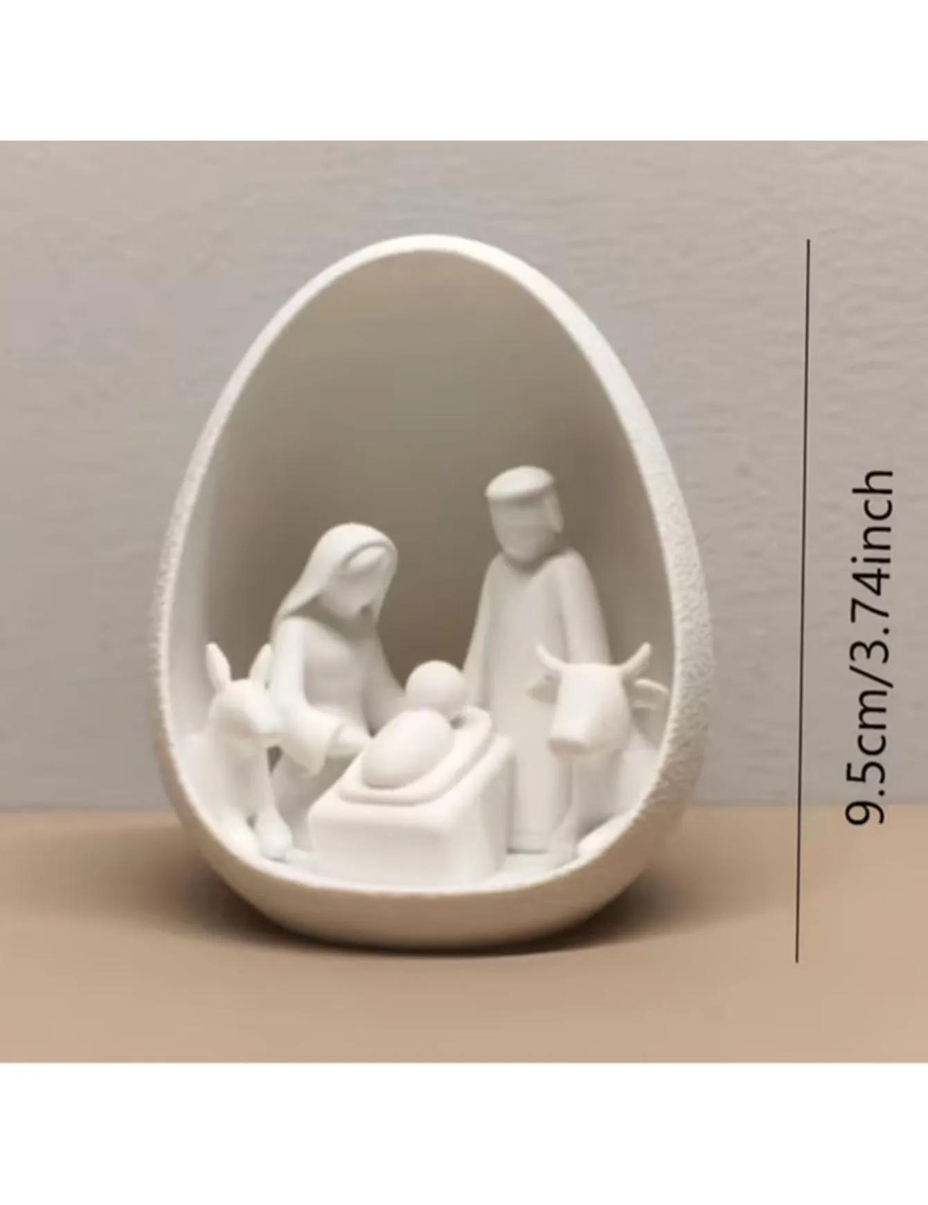 Egg shaped Jesus Birth Scene Ornament, Holy Family Christmas Desktop Decoration, Christmas Gift Fireplace Decoration