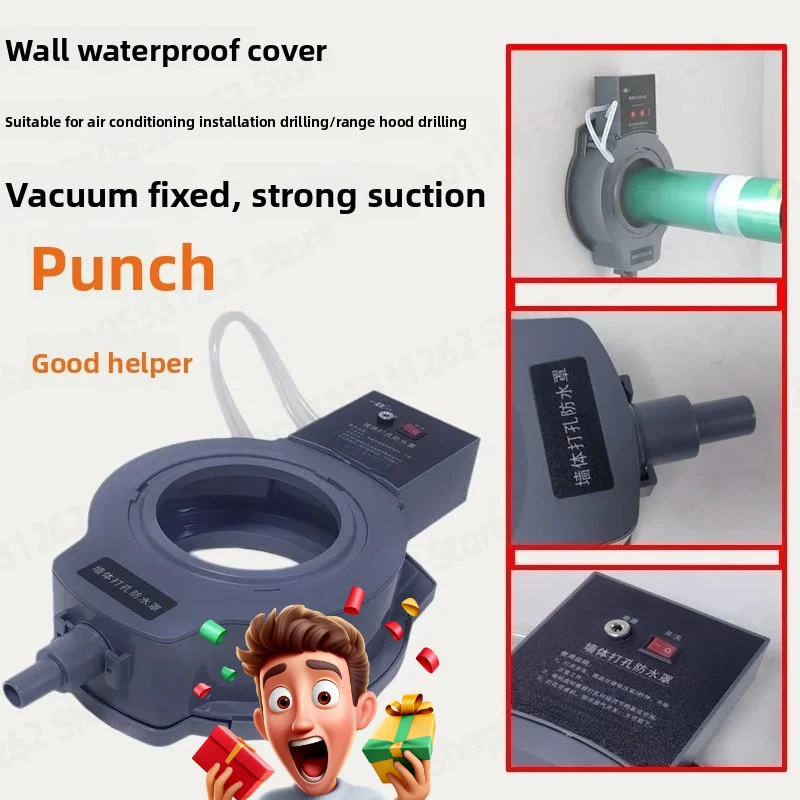Waterproof Drill Dust Cover with Vacuum Suction, Water Catch Basin f Dust Shield for AC Install