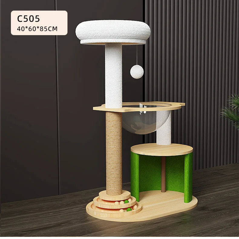

Cat tower tree Large Cylindrical Cat Tree with Scratching Post Non Painted Cat Climbing Frame Perch Villa for Kittens