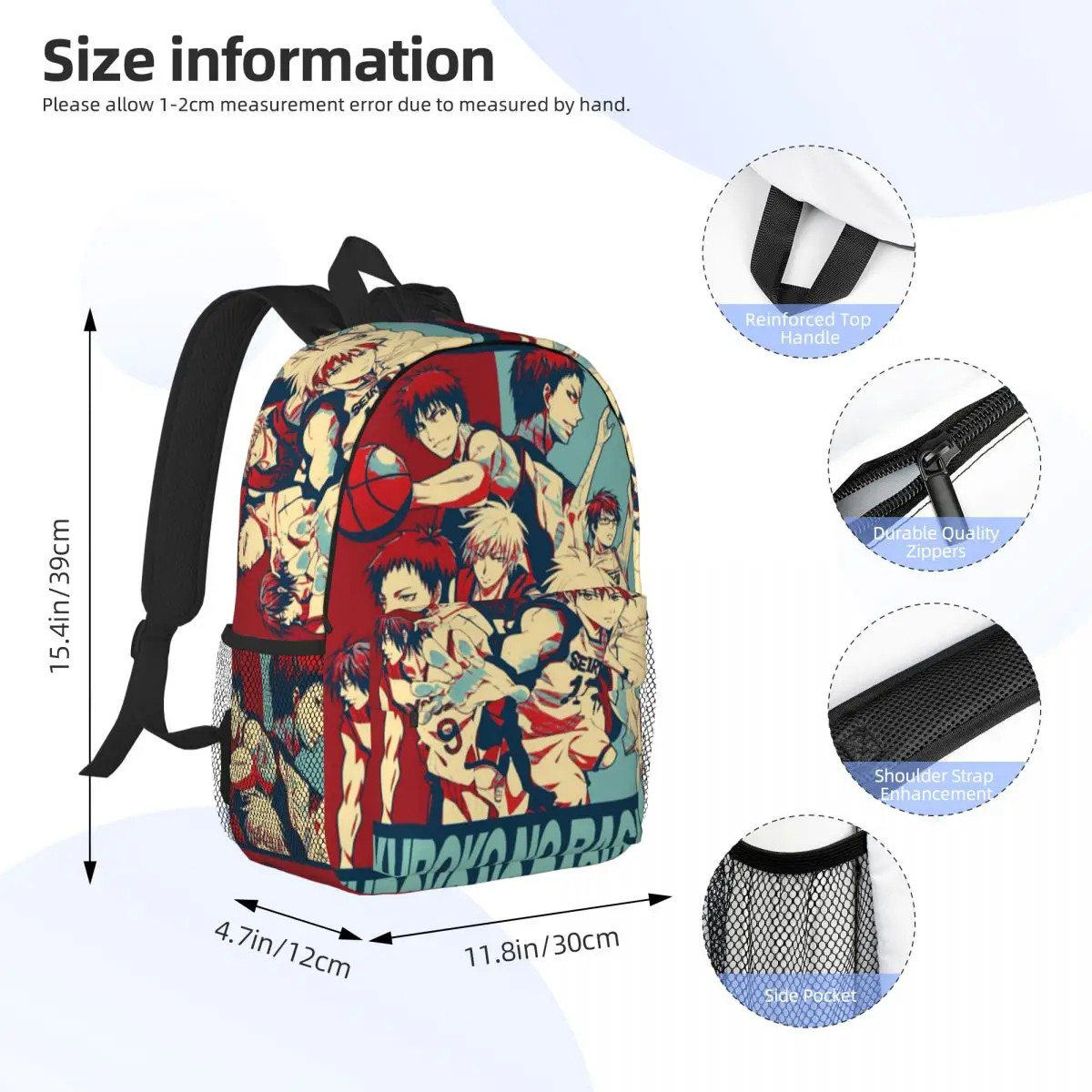 Basketball Kuroko No Basket Anime Backpack Daypack Large Capacity Boys Girls BookBag Shoulder Bags for Men Women School Bag