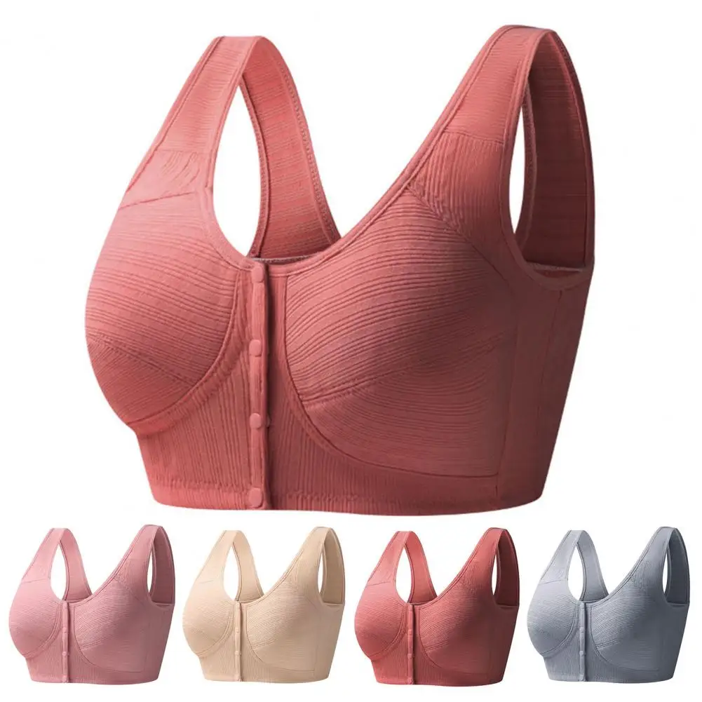 Wide Strap Bra Comfortable Supportive Posture Corrector Bra for Women No Steel Ring Front Buckle Plus Size Vest