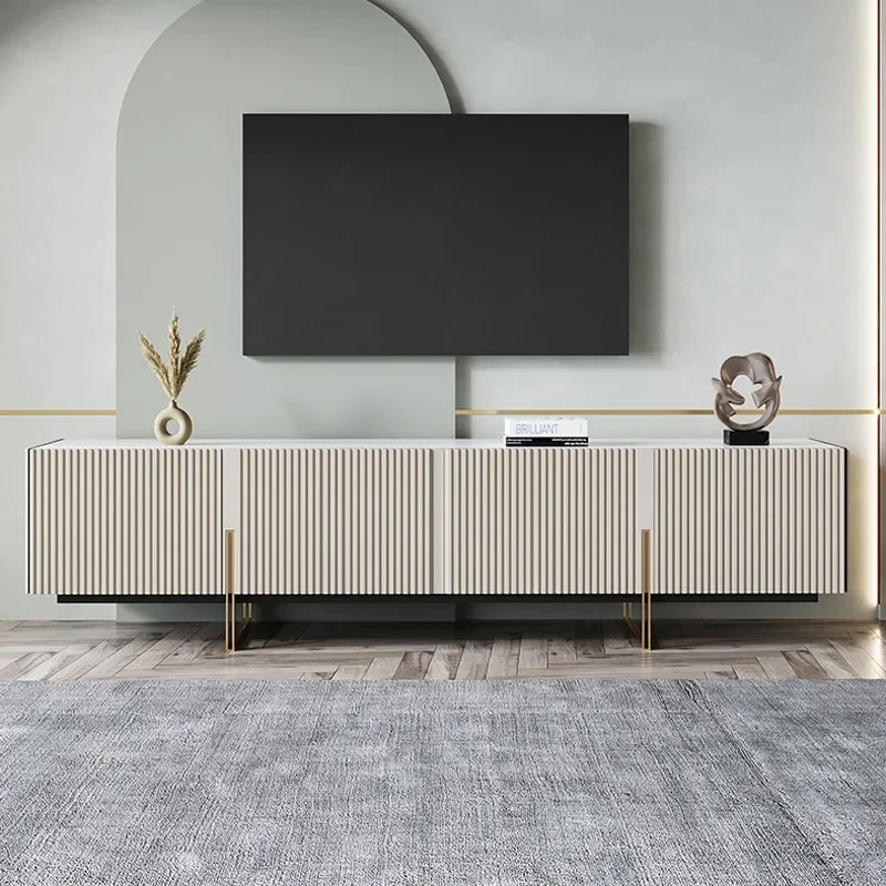 

Modern light luxury TV cabinet coffee table combination living room simple Nordic rock slab floor cabinet