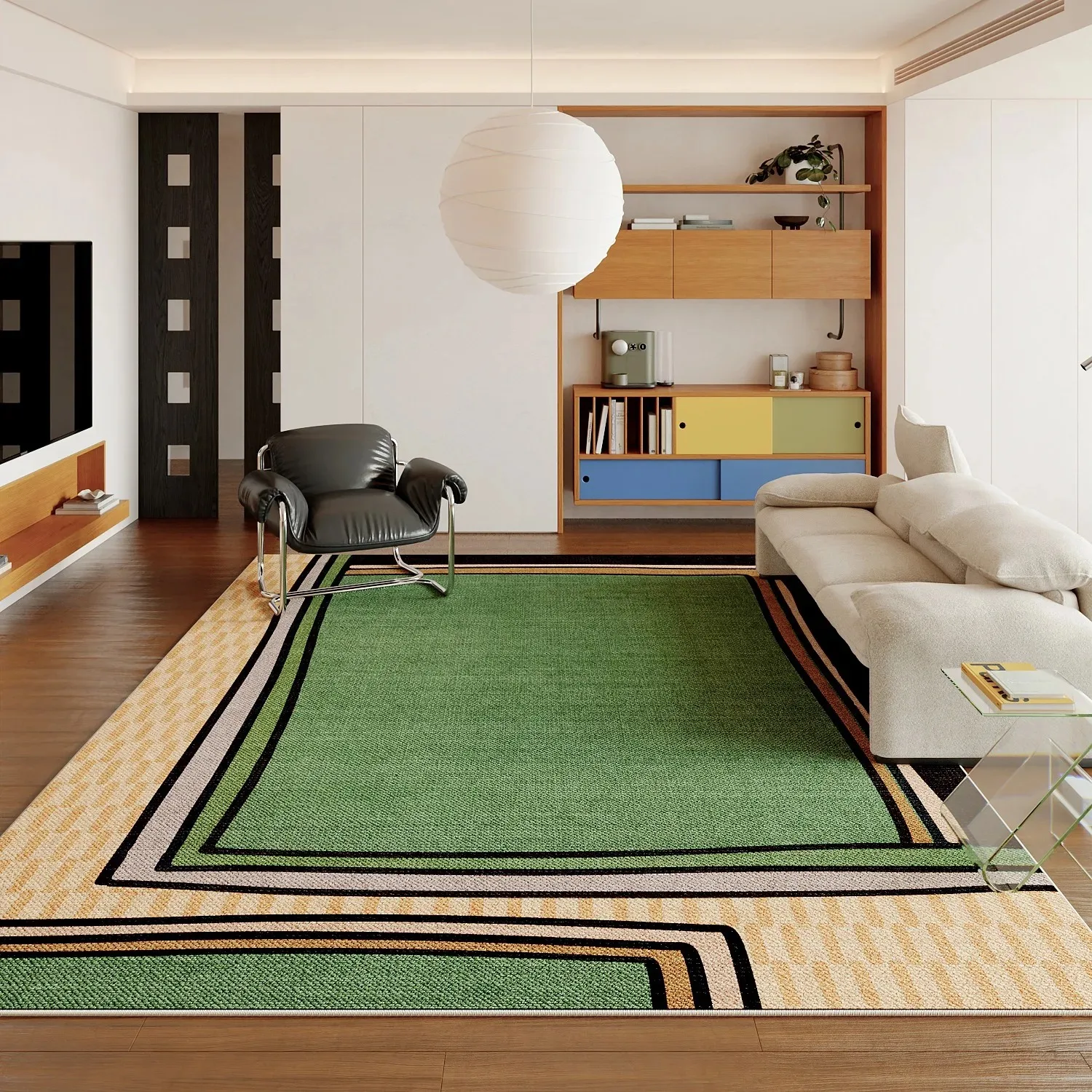 Soft Large Floor Carpet Vintage Boho Multicolor Semicircle Grid Geometric Print Area Rug for Living Room  Office Home Decor