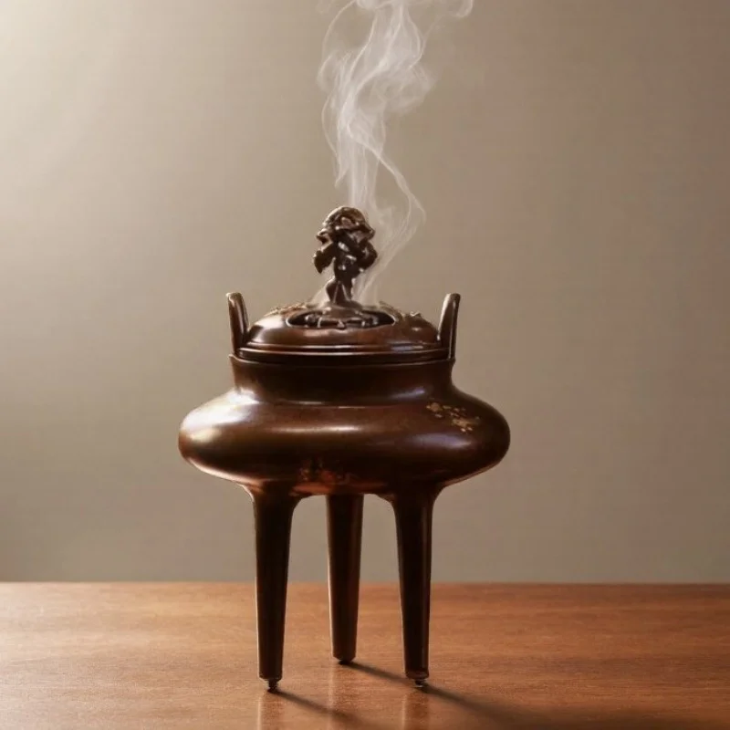 Palace Three-Legged High Stand for Buddha, Home Use New Chinese Zen Style Incense Burner Ornament