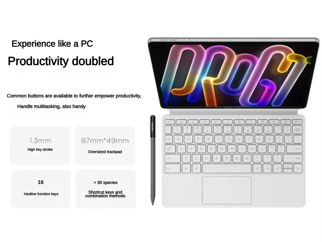 Lenovo Xiaoxin Pad Pro GT 11 Magnetic Keyboard Case 1.3mm Travel 87x49mm Trackpad 16 Function Keys Stand 120-160 Tablet Folio