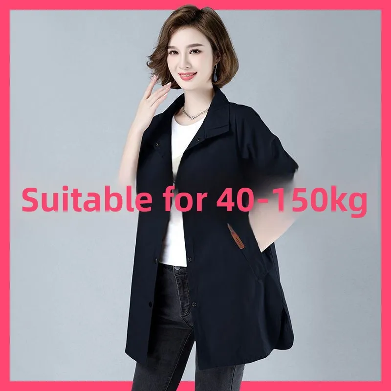 ربيع الخريف جديد Sle منتصف طول معطف المرأة حجم كبير Faionable رقيقة لون نقي عادية فضفاضة تناسب معطف طويل Sve