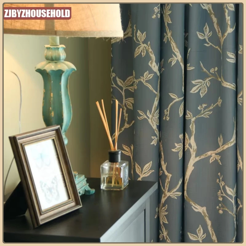 Thick Chenille Curtains for Living Room European-style Bedroom Windows Blackout French Elegance Noble Decoration Branch
