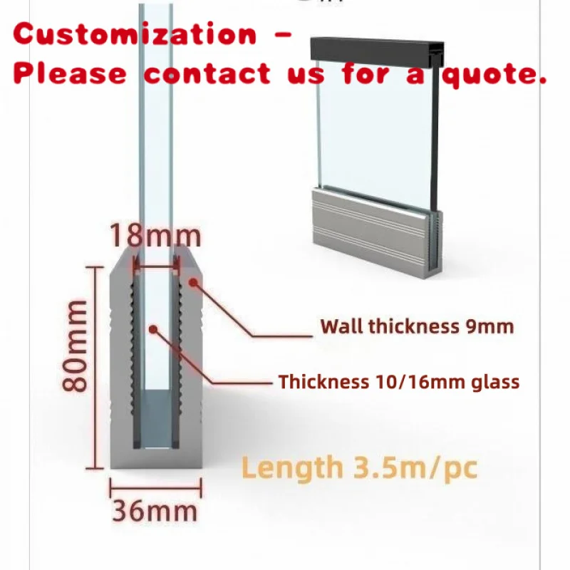 custom.10mm 12mm 15mm Flat Tempered Glass Stair Handrail System Stainless Steel and Aluminum Application Balcony Install