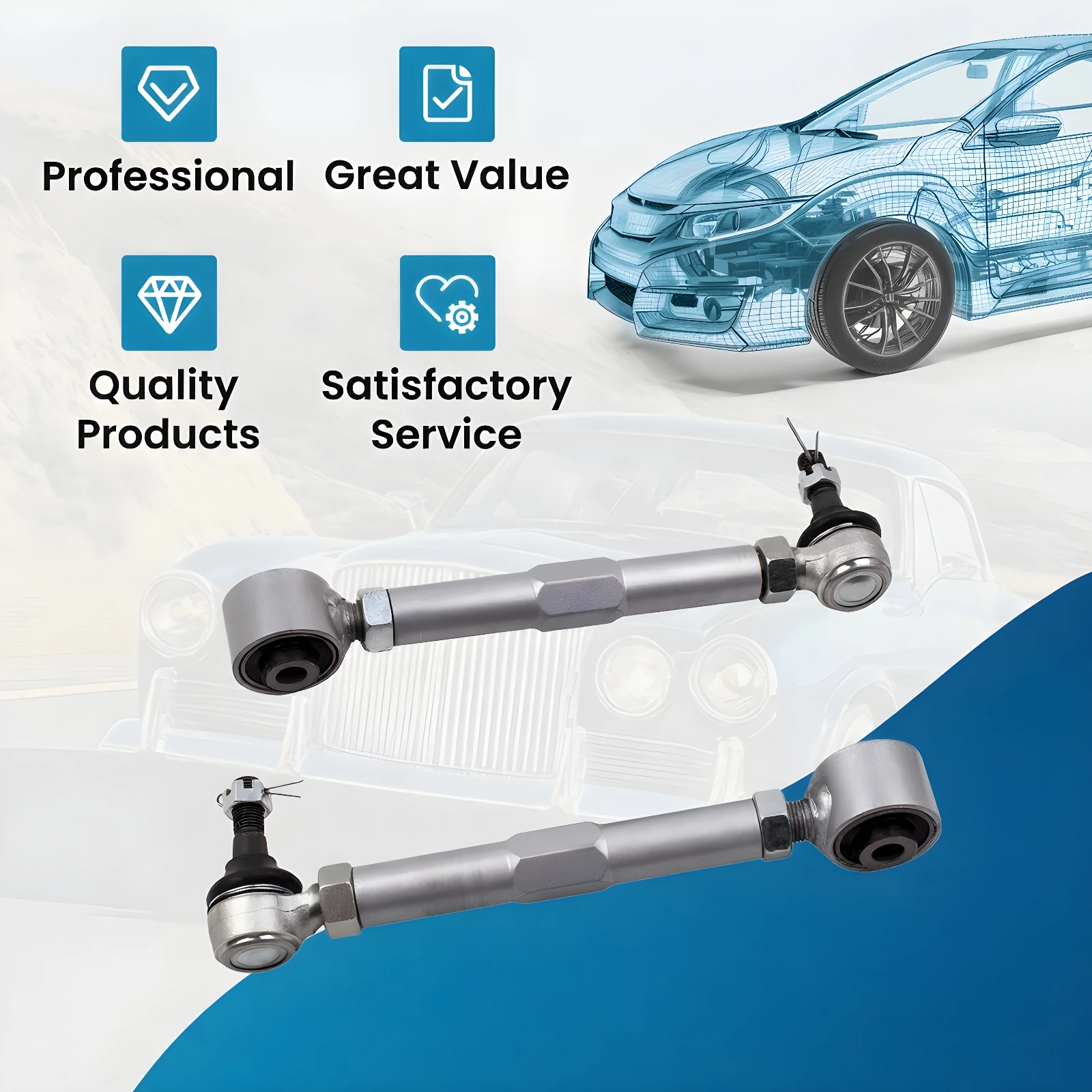 Rear Toe Control Arms Kit Adjustable for Lexus IS300 2001-2005 for GS300 1998-2005 Silver Steel New